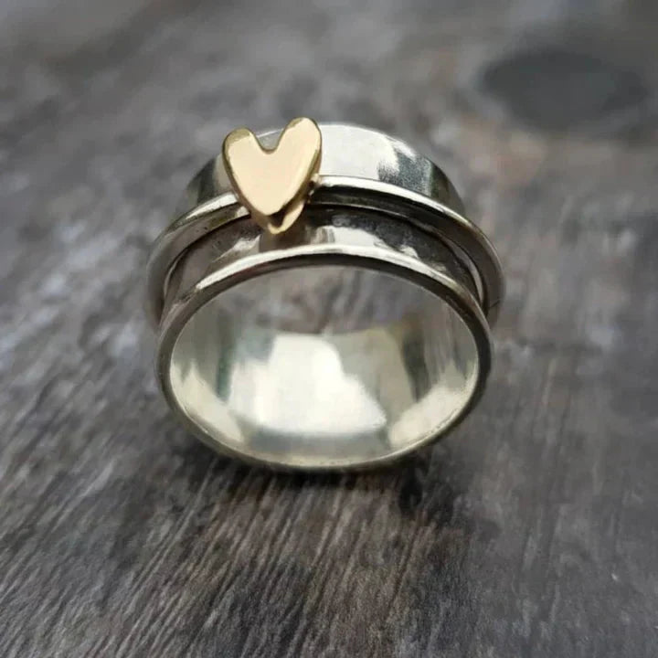 Vintage Heart Dangle Silver Ring